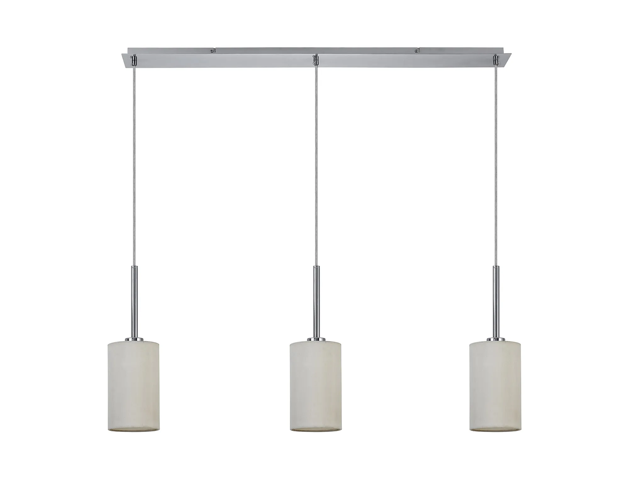 Baymont 12cm Shade 3 Light Pendant Polished Chrome, White DK0769  Deco Baymont CH WH
